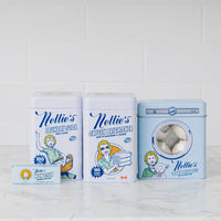 Eco-friendly and unscented Laundry Starter Bundle with Laundry Soda 100 loads, Oxygen Brightener 100 scoops, Lamby Wool Dryerballs and WOW Stick stain remover in Lemongrass scent